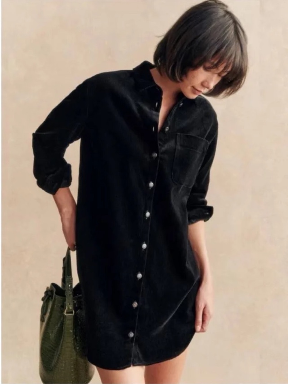 SÉZANE Sadie Dress Velvet Black Corduroy.